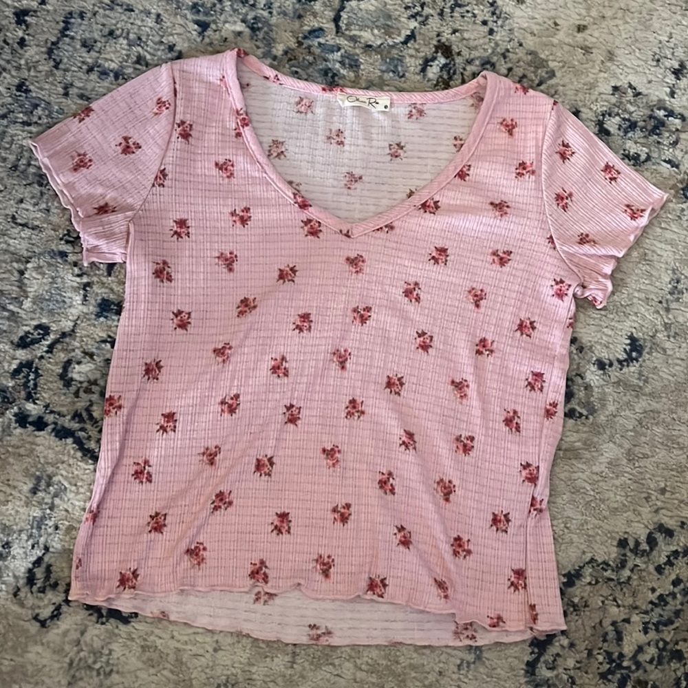 Olivia Rae Pink Floral Shirt